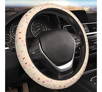 90s Summer Girl Elements Men's and Women's Steering Wheel Covers Accessories Fashion Food and Cosmetics On Yellow Background General Purpose 15 inch Automotive Neoprene Shell Anti Slip Wheels
