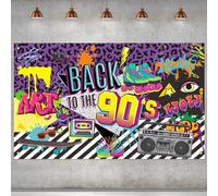 90s Theme Backdrop Hip Hop Graffiti Back to 90's Party Banner Background 71x43.3 Inch Fabric Wall Table Decorations Photo Booth Props