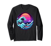 90s Vaporwave Aesthetic The Great Wave Off Kanagawa Japanese Long Sleeve T-Shirt