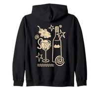 90s Y2K Curious Cute Kitten Stuck in a Wine Glass Zip Hoodie