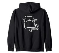 90s Y2K Cute Chubby Cat Tomcat Lying on Its Back Zip Hoodie