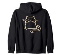90s Y2K Cute Chubby Tomcat Cat Lying on Its Back Zip Hoodie