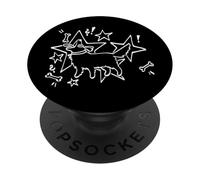 90s Y2K Cute Confused Dog Mutt Pooch with Stars and Bones PopSockets Adhesive PopGrip