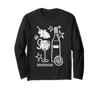 90s Y2K Cute Curious Kitten Stuck in a Wine Glass Long Sleeve T-Shirt