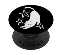 90s Y2K Cute Sleepy Cat Tomcat Stretching beneath the Stars PopSockets Adhesive PopGrip