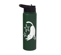 90s Y2K Cute Sleepy Cat Tomcat Stretching Beneath the Stars Stainless Steel Insulated Water Bottle