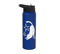 90s Y2K Cute Sleepy Cat Tomcat Stretching Beneath the Stars Stainless Steel Insulated Water Bottle