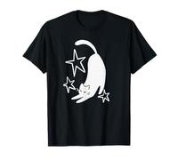 90s Y2K Cute Sleepy Cat Tomcat Stretching Beneath the Stars T-Shirt