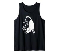 90s Y2K Cute Sleepy Cat Tomcat Stretching Beneath the Stars Tank Top