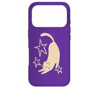 90s Y2K Cute Sleepy Tomcat Cat Stretching beneath the Stars Case for iPhone 17 Pro
