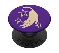 90s Y2K Cute Sleepy Tomcat Cat Stretching beneath the Stars PopSockets Adhesive PopGrip