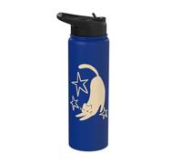 90s Y2K Cute Sleepy Tomcat Cat Stretching Beneath the Stars Stainless Steel Insulated Water Bottle