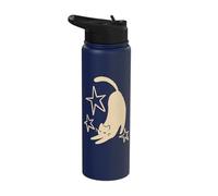 90s Y2K Cute Sleepy Tomcat Cat Stretching Beneath the Stars Stainless Steel Insulated Water Bottle