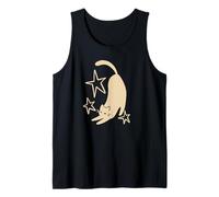 90s Y2K Cute Sleepy Tomcat Cat Stretching Beneath the Stars Tank Top