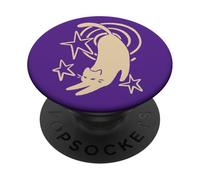 90s Y2K Cute Sleepy Tomcat Cat Stretching under Starry Tail PopSockets Adhesive PopGrip