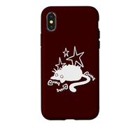 90s Y2K Lazy Chubby Cat Tomcat by Fish Bones Stargazing Case for iPhone X/XS