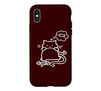 90s Y2K Lazy Chubby Cat Tomcat Hungry After Fish Case for iPhone X/XS