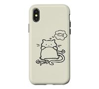 90s Y2K Lazy Chubby Cat Tomcat Hungry After Fish Case for iPhone X/XS