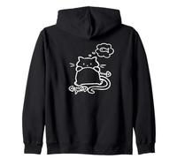 90s Y2K Lazy Chubby Cat Tomcat Hungry After Fish Zip Hoodie