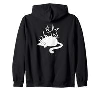 90s Y2K Lazy Chubby Cat Tomcat Stargazing Zip Hoodie