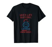 90s Y2K Retro Graphic When Life Buffers Press Reset T-Shirt