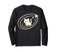 90s Y2K Scary Tomcat Cat is Scared Under Starry Tail Meme Long Sleeve T-Shirt