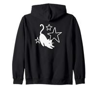 90s Y2K Tired Stretching Tomcat Cat under Starry Sky Zip Hoodie