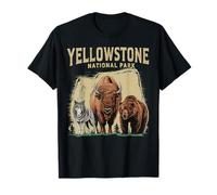 90s Yellowstone National Park Wolf And Bison Retro T-Shirt