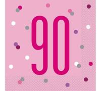 90th Age 90 Happy Birthday Pink Paper Disposable Napkins Napkin Party Tableware Eco Friendly UP