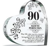 90th Birthday Acrylic Heart Plaque for Women and Men, Aged to Perfection