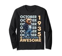 90th Birthday Bear Legends October 1935 90 Years Old Mens Long Sleeve T-Shirt