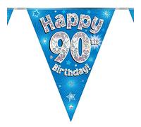 90th Birthday Blue Birthday Party Flag Banner Bunting Age 90