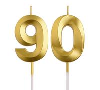 90th Birthday Candles, Diamond Gold 90 Year Old Number Birthday Candles, Number 90 Candles for Men Women, Happy Birthday Party Decorations Cake Topper Gifts for 90th Wedding Anniversary Celebration