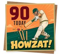 90th Birthday Card for Cricket Lover, Funny '90 Today Howzat' Celebration Card