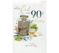 "90th Birthday Card for Dad - Luxury Whiskey Glass & Decanter Design - Happy 90th Birthday Greeting Card for a Special Father - Elegant Milestone Celebration Card with Gold Foil Finish"