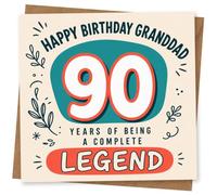 90th Birthday Card for Grandad - Complete Legend Typography