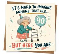 90th Birthday Card for Granny, Funny Balloon Design