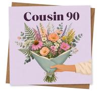 90th Birthday Card for Her, Floral Design