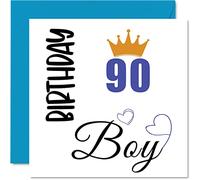 90th Birthday Card for Men - Birthday Boy - Cards for 90 Year Old Man Great Grandad Grandpa Step Dad Uncle, 145mm Bday Greeting Cards Gift