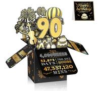 90th Birthday Card for Men & Women, 3D Pop Up Birthday Greeting Card, Black & Gold 90 years old Birthday Decorations & Gifts for Him or Her, Ideal for Father, Mother, Sister, and Special Cousin