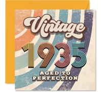 90th Birthday Card for Men Women - Vintage 1935 Aged To Perfection - Happy 90 Birthday Cards for Uncle Nanny Nan Husband Grandma Wife, 145mm Bday Greeting Cards