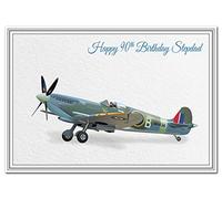 90th Birthday Cards for Men - Dad Son Husband etc - Special Unusual WW2 Spitfire (Stepdad 90th Birthday Card)