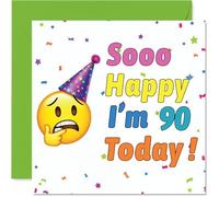 90th Birthday Cards for Women Men - So Happy Im Turning - Happy Birthday Card for 90 Year Old Woman Man Auntie Uncle Grandad Nanny, 145mm Bday Greeting Cards