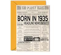 90th Birthday Cards for Women Men - Born In 1935 Newspaper - Happy 90 Birthday Card for Grandma Grandad Nan Vintage Retro Back In 1935, 5x7 Inch Bday Greeting Cards