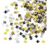 90th Birthday Confetti, 30g Black Gold Silver Metallic Glitter Foil Sequins, Table Confetti Black Gold and Silver Party Decorations Supplies for 90 Years Birthday Party Anniversary Decorations