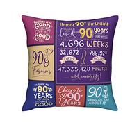 90th Birthday Decorations for Women or Men - 90th Birthday Gifts for Women - 90th Birthday Gift Ideas - Best Gifts for 90 Year Old Woman - 90 Birthday Decorations - Throw Pillow Covers 18 x 18 Inch