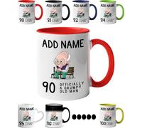 90th Birthday Gift for Grumpy Old Man - Grandad Gifts, Funny Gifts - Personalised 90 Mug/Cup - Add Name
