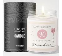90th Birthday Gifts for Grandma - Luxury Soy Wax Candle - Vanilla, Jasmine, Sugared Almond - Makester