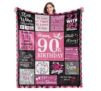 90th Birthday Gifts for Women Blanket,90th Birthday Gifts Ideas,90th Birthday Decorations for Women,Gifts for 90 Year Old Woman,Happy 90th Birthday,1933 Birthday Gifts,Soft Throw Blanket 60"x50"