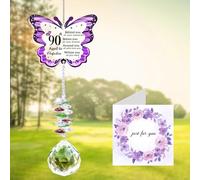 90th Birthday Gifts for Women, Butterfly Acrylic Crystal Suncatcher, 90th Gift Decorations for Women, 1935 90 Years Old Happy Birthday Gifts for Mum, Grandma, Sister, Wife, Friends